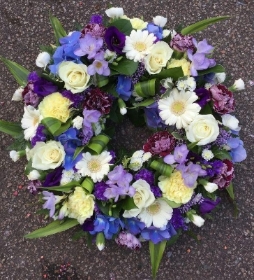 Blue and white wreath